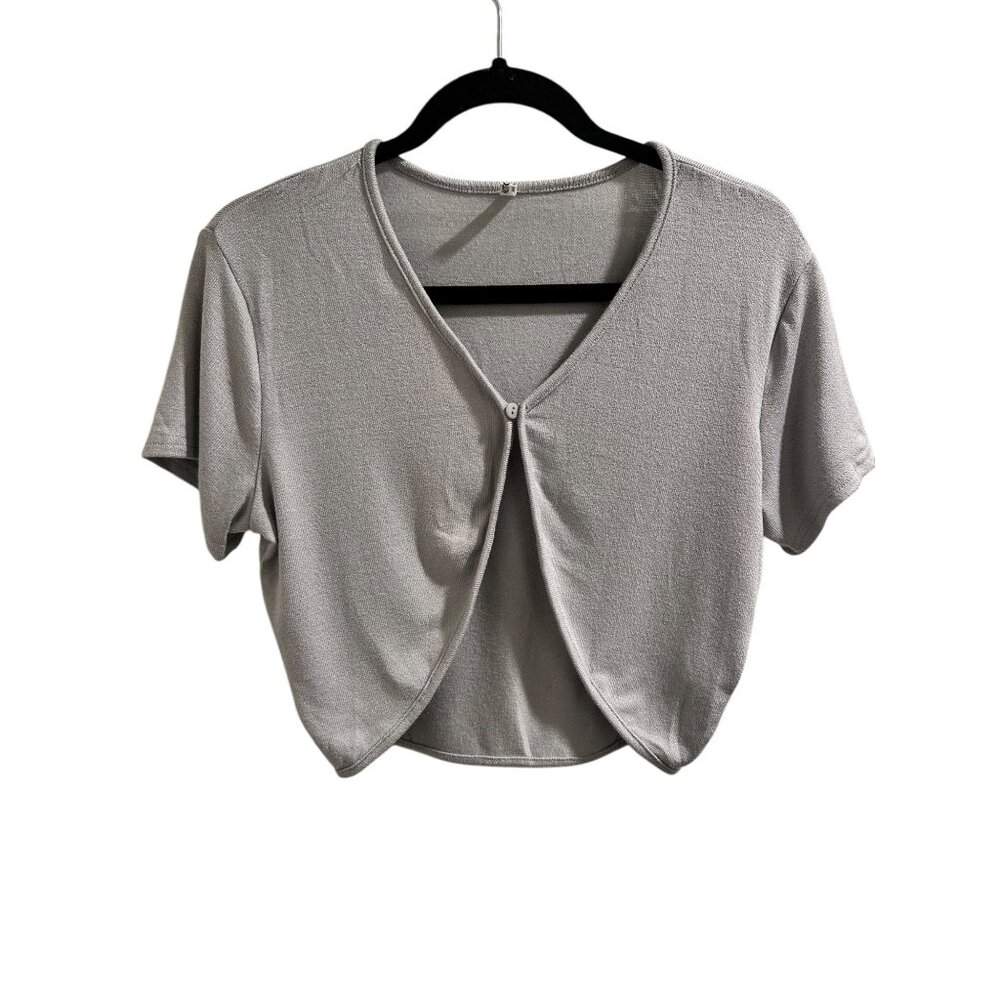 🌸3/$15🌸Gray One-Button Short-Sleeve Crop Cardigan by Hot Touch